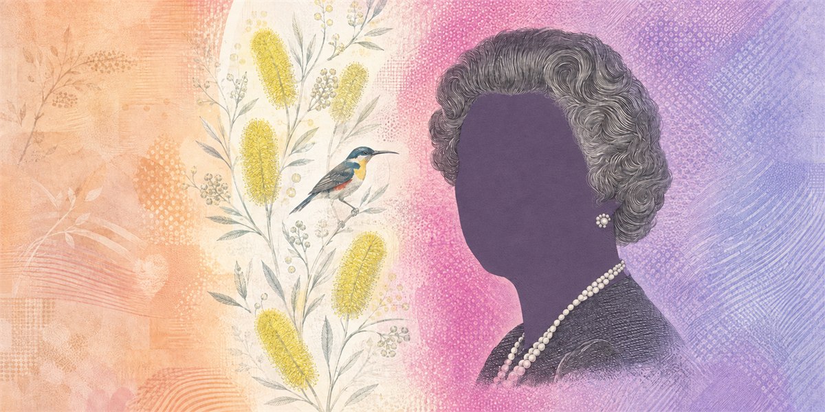 Illustration of a 5 AUD banknote (Australian Dollar), featuring Queen Elizabeth II.