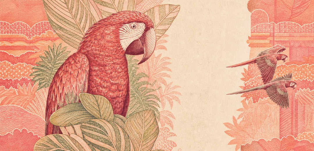 Illustration of a 10 BRL banknote (Brazilian Real), featuring Green-winged macaw.
