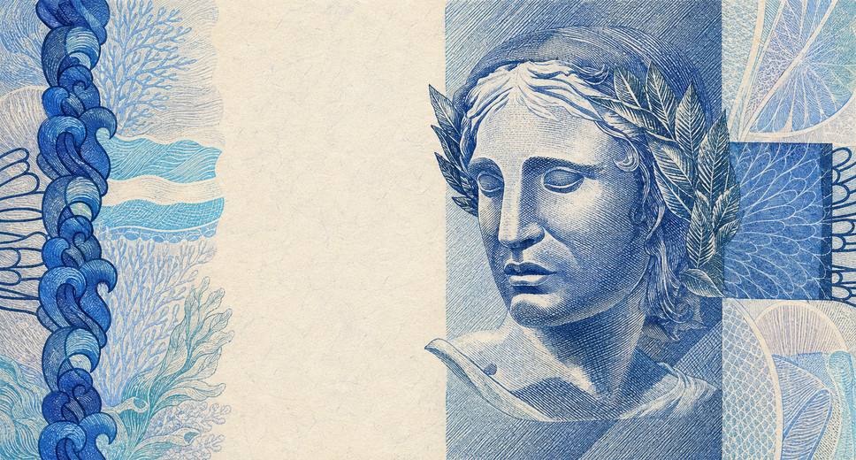 Illustration of a 2 BRL banknote (Brazilian Real), featuring Effigy of the Republic.