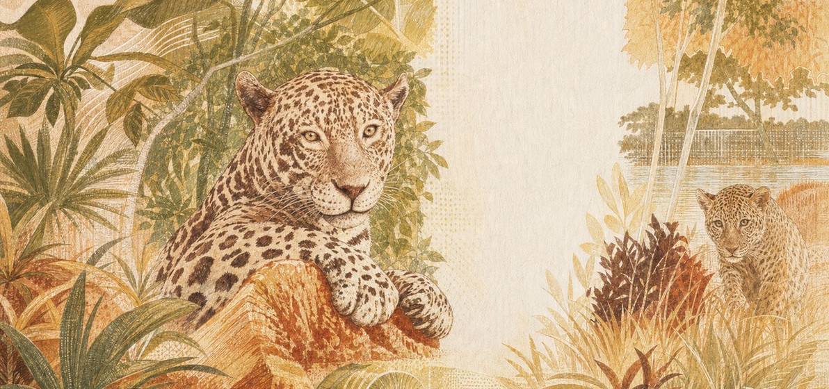 Illustration of a 50 BRL banknote (Brazilian Real), featuring Jaguar.