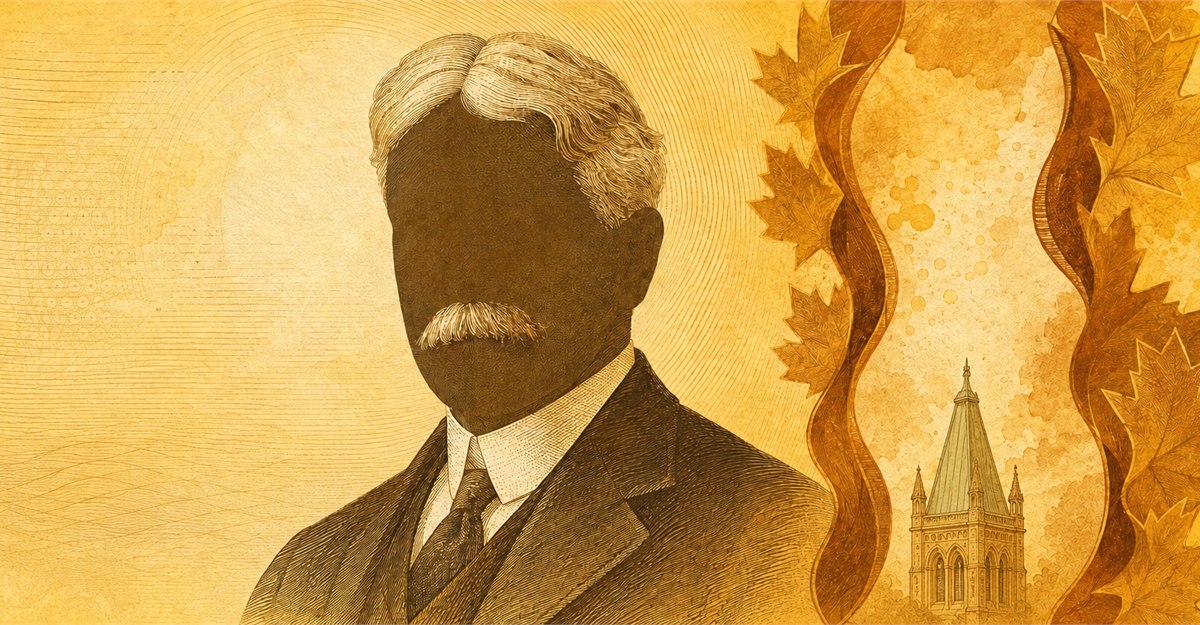 Illustration of a 100 CAD banknote (Canadian Dollar), featuring Robert Borden.