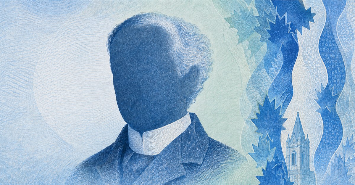 Illustration of a 5 CAD banknote (Canadian Dollar), featuring Wilfrid Laurier.