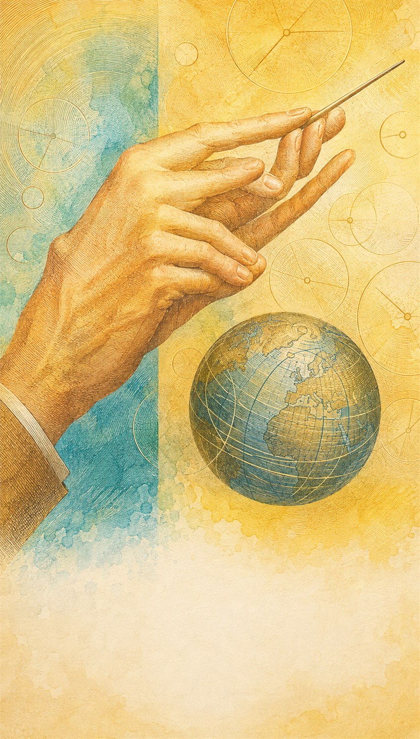 Illustration of a 10 CHF banknote (Swiss Franc), featuring Conductor's baton, tunnel and rail network.