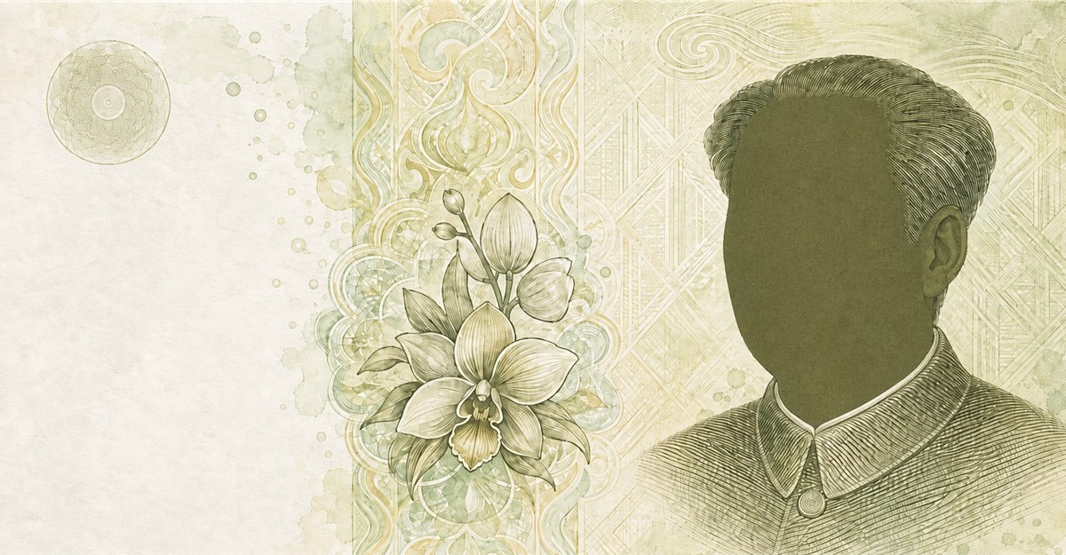 Illustration of a 1 CNY banknote (Chinese Yuan), featuring Mao Zedong.