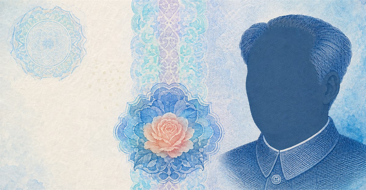 Illustration of a 10 CNY banknote (Chinese Yuan), featuring Mao Zedong.