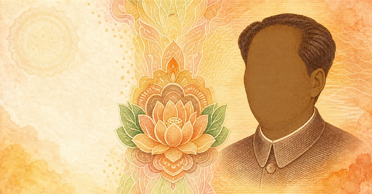 Illustration of a 20 CNY banknote (Chinese Yuan), featuring Mao Zedong.