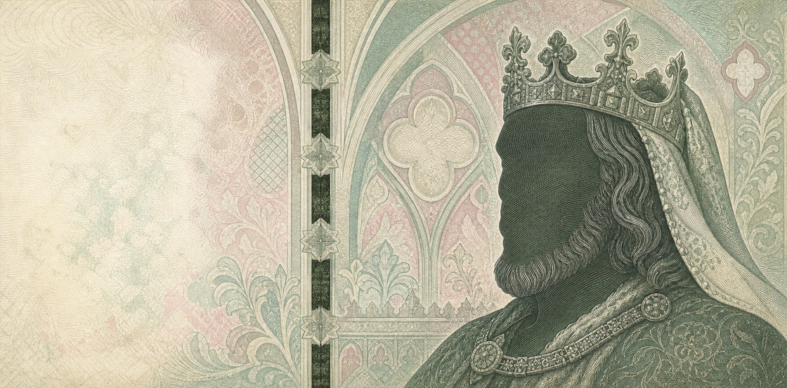 Illustration of a 100 CZK banknote (Czech Koruna), featuring Charles IV.