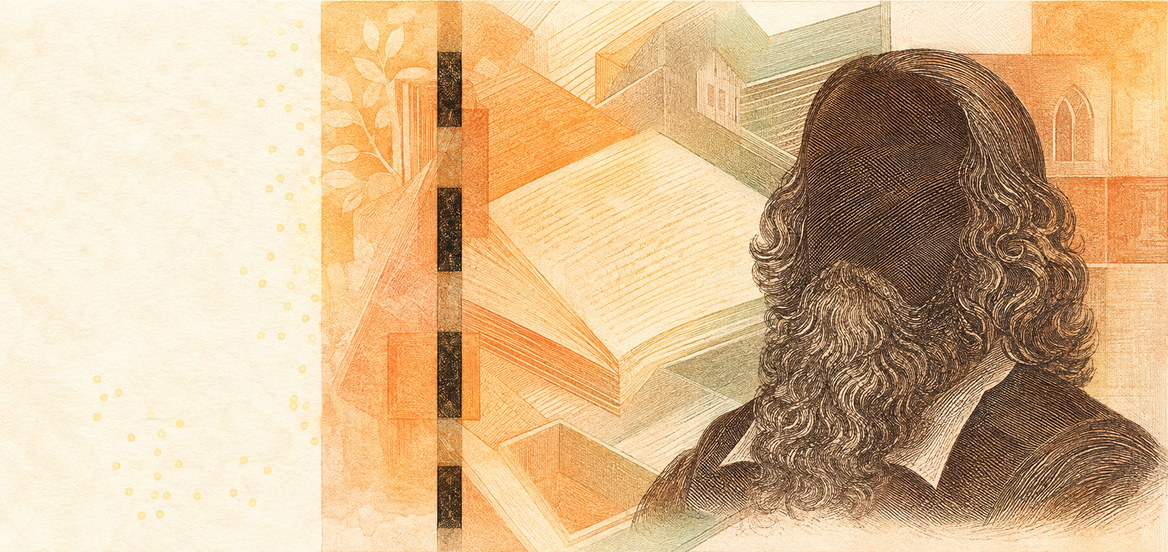 Illustration of a 200 CZK banknote (Czech Koruna), featuring Jan Amos Comenius.