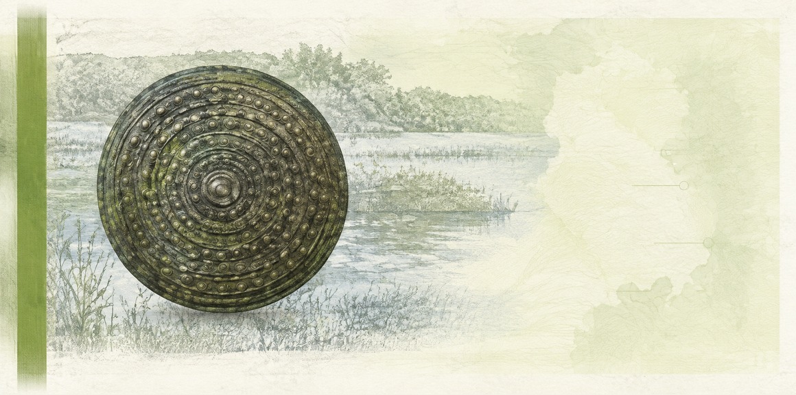Illustration of a 200 DKK banknote (Danish Krone), featuring Langstrup Belt Plate.