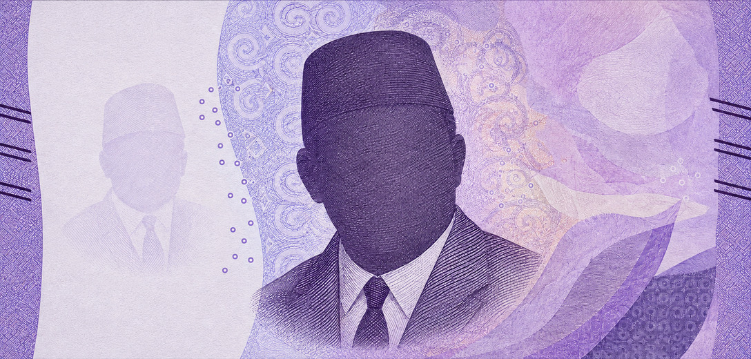 Illustration of a 10,000 IDR banknote (Indonesian Rupiah), featuring Frans Kaisiepo.