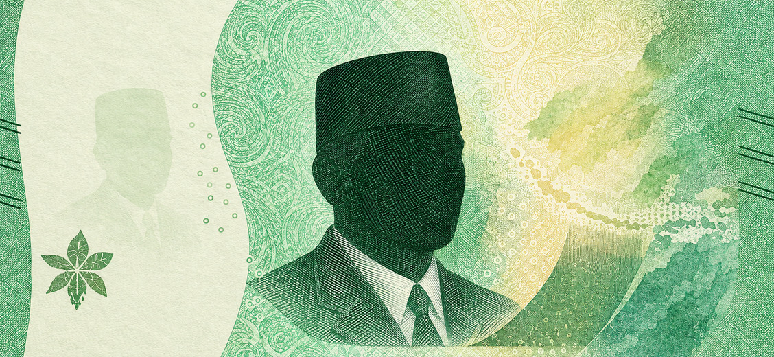 Illustration of a 20,000 IDR banknote (Indonesian Rupiah), featuring G.S.S.J. Ratulangi.