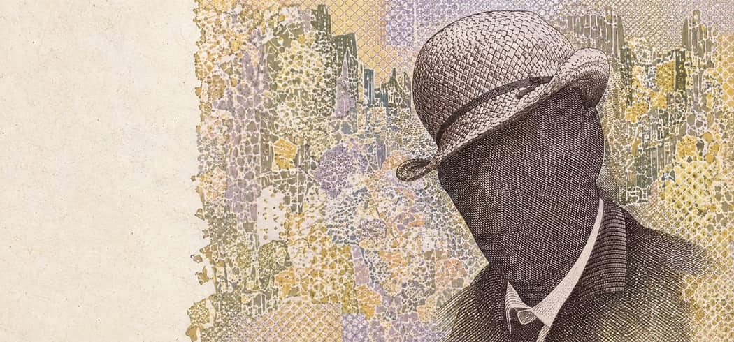 Illustration of a 2,000 ISK banknote (Icelandic Krona), featuring Jóhannes S. Kjarval.