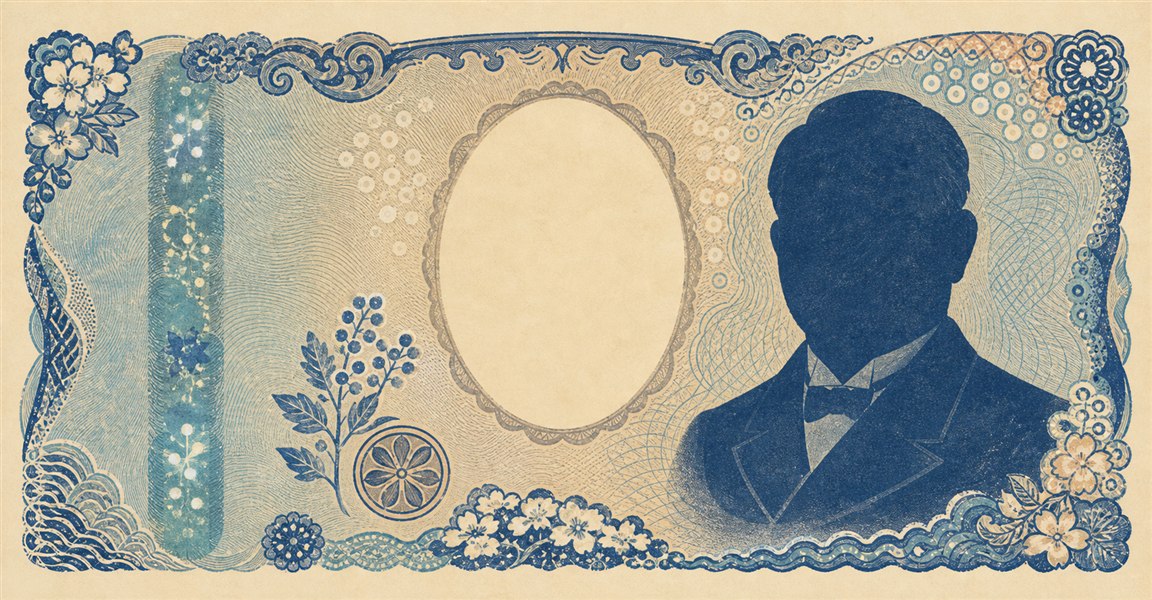 Illustration of a 1,000 JPY banknote (Japanese Yen), featuring Shibasaburo Kitasato.