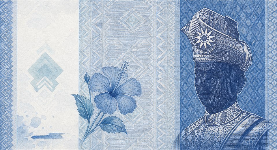 Illustration of a 1 MYR banknote (Malaysian Ringgit), featuring Tuanku Abdul Rahman.