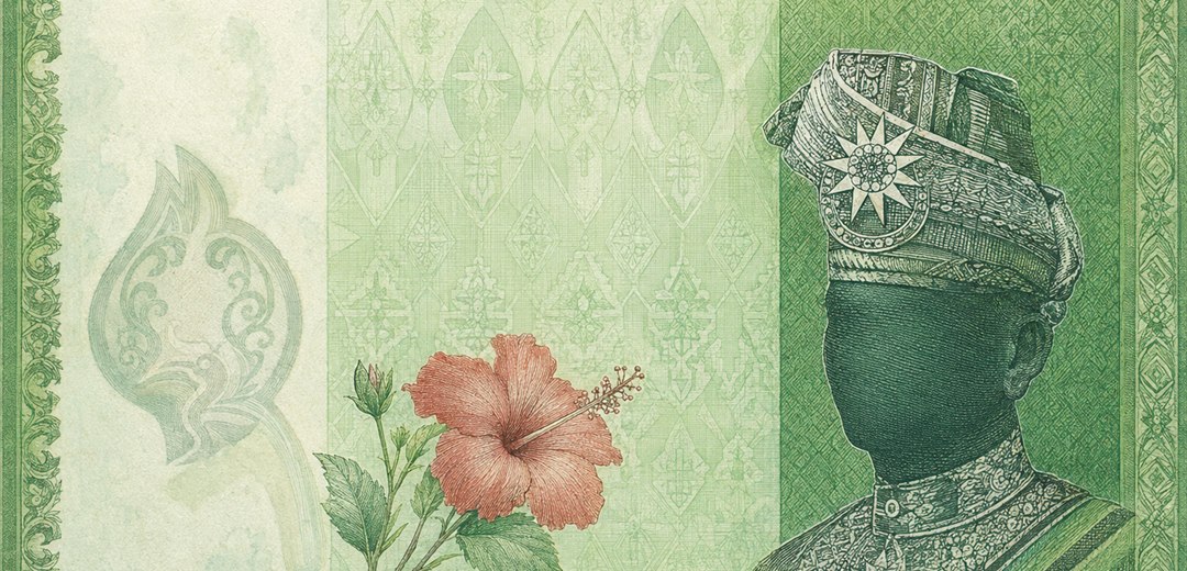 Illustration of a 5 MYR banknote (Malaysian Ringgit), featuring Tuanku Abdul Rahman.