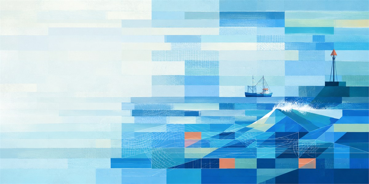 Illustration of a 200 NOK banknote (Norwegian Krone), featuring Fishing grounds.