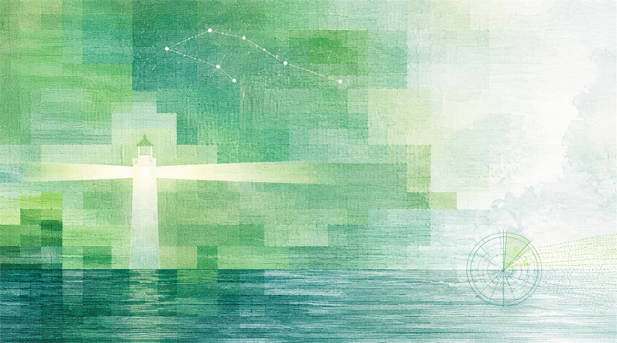 Illustration of a 50 NOK banknote (Norwegian Krone), featuring Lighthouse signal.