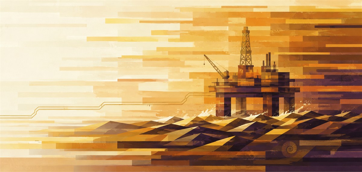 Illustration of a 500 NOK banknote (Norwegian Krone), featuring Offshore energy.