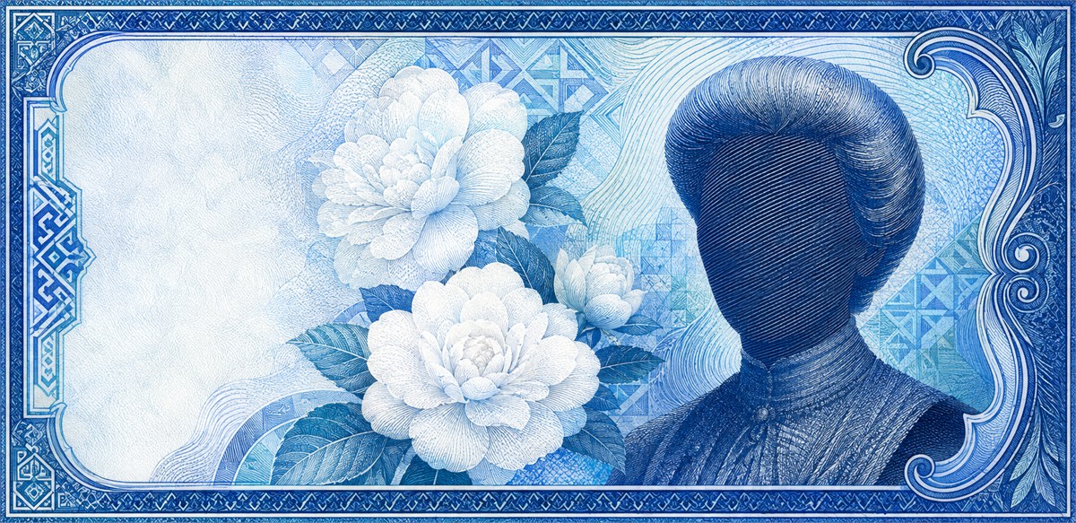 Illustration of a 10 NZD banknote (New Zealand Dollar), featuring Kate Sheppard.
