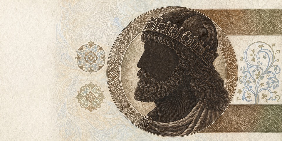 Illustration of a 10 PLN banknote (Polish Zloty), featuring Mieszko I.
