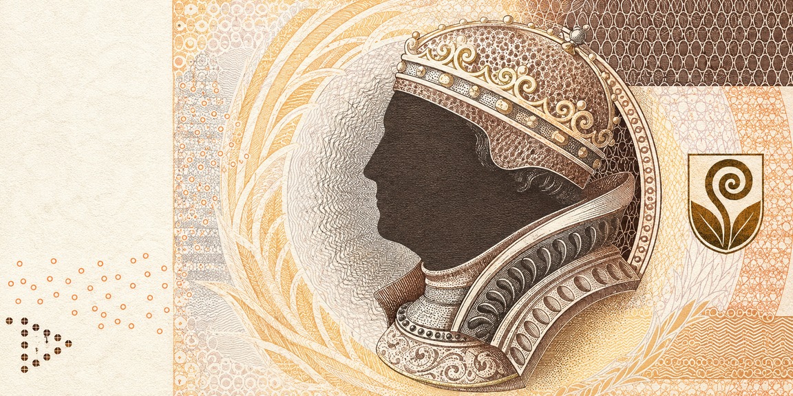 Illustration of a 200 PLN banknote (Polish Zloty), featuring Sigismund I the Old.