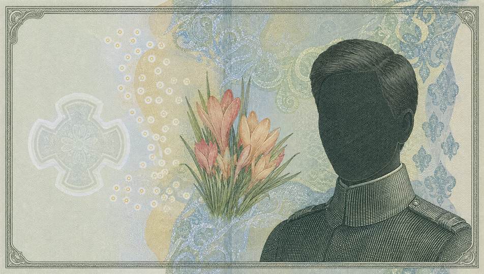 Illustration of a 20 RON banknote (Romanian Leu), featuring Ecaterina Teodoroiu.