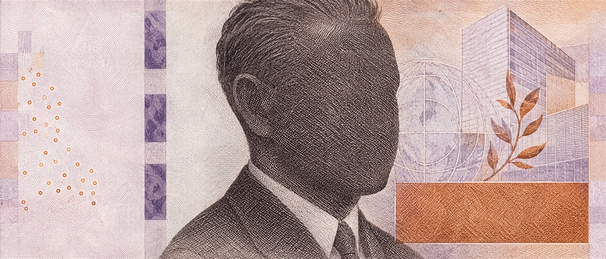 Illustration of a 1,000 SEK banknote (Swedish Krona), featuring Dag Hammarskjöld.