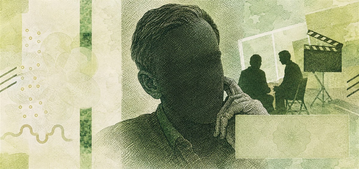 Illustration of a 200 SEK banknote (Swedish Krona), featuring Ingmar Bergman.