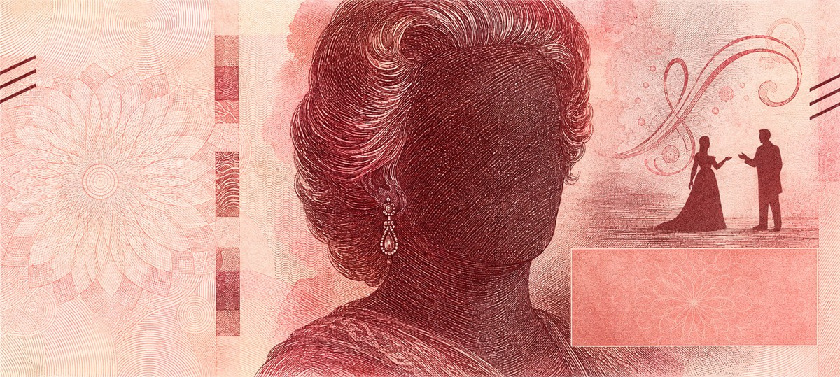 Illustration of a 500 SEK banknote (Swedish Krona), featuring Birgit Nilsson.