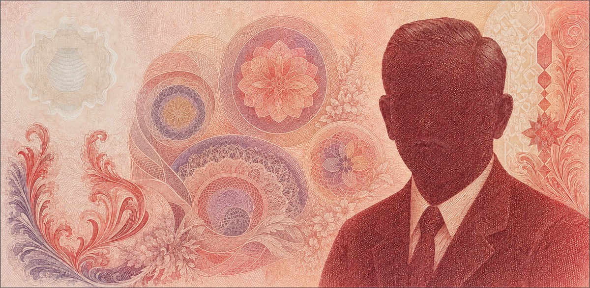 Illustration of a 10 SGD banknote (Singapore Dollar), featuring Yusof Ishak.