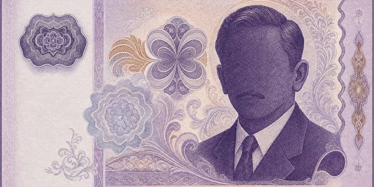 Illustration of a 2 SGD banknote (Singapore Dollar), featuring Yusof Ishak.