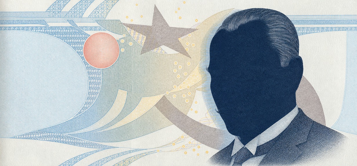 Illustration of a 100 TRY banknote (Turkish Lira), featuring Mustafa Kemal Atatürk.
