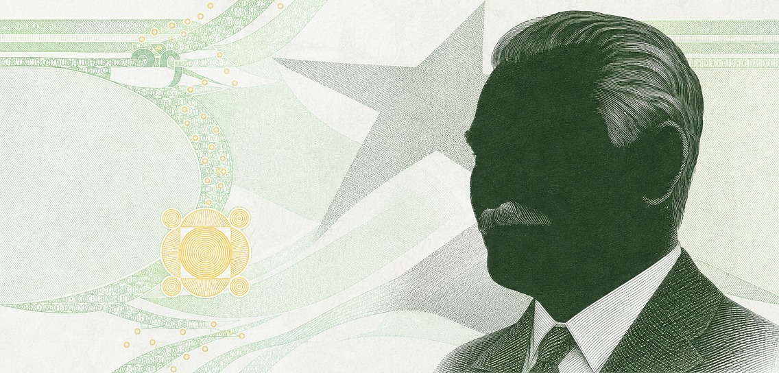 Illustration of a 20 TRY banknote (Turkish Lira), featuring Mustafa Kemal Atatürk.