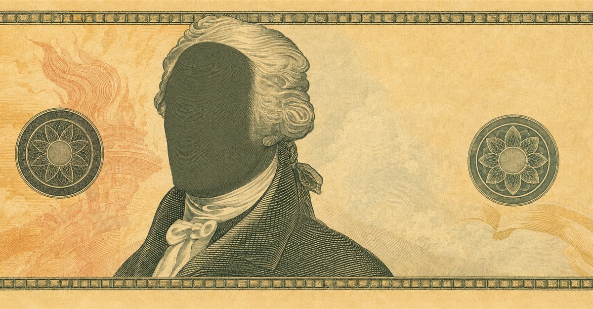Illustration of a 10 USD banknote (US Dollar), featuring Alexander Hamilton.