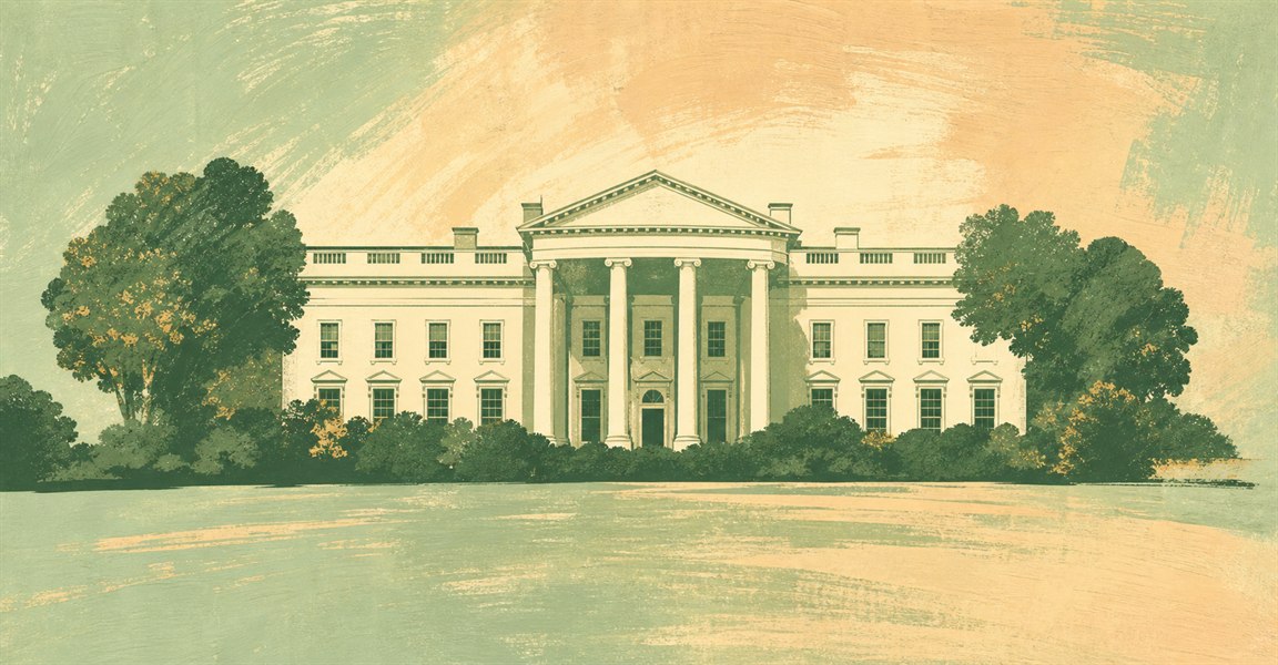 Illustration of a 20 USD banknote (US Dollar), featuring White House.