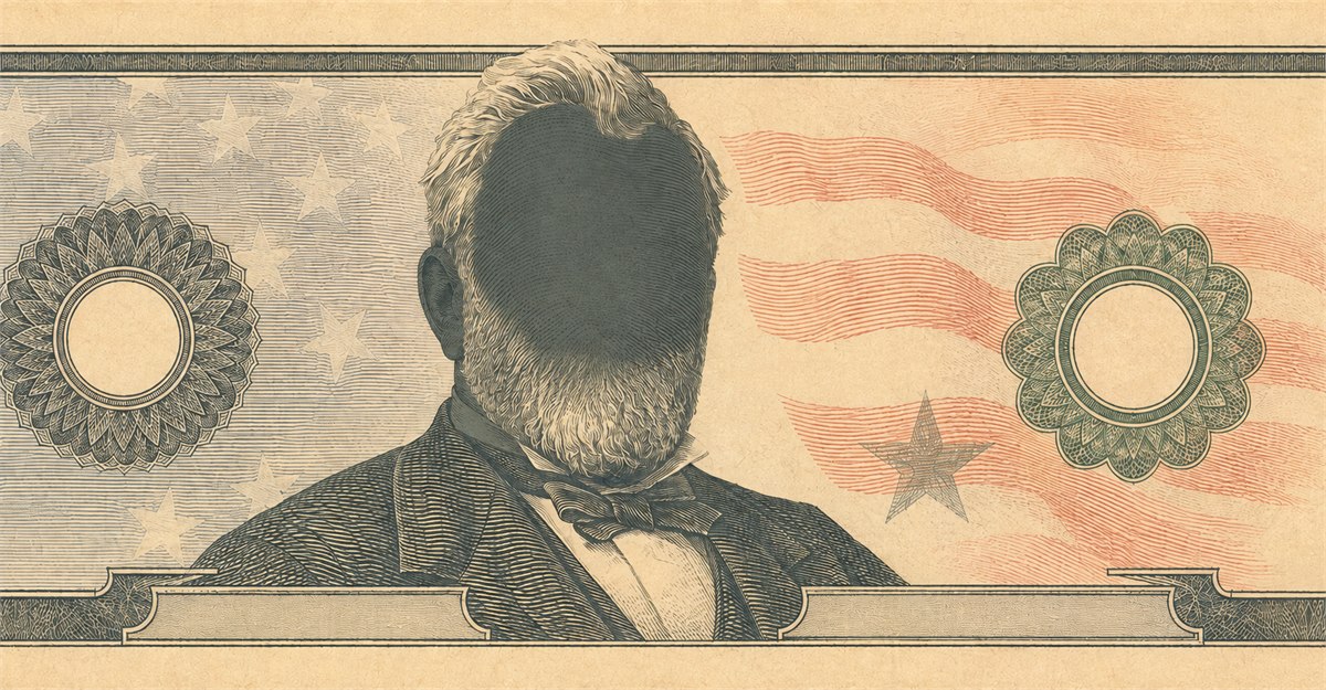 Illustration of a 50 USD banknote (US Dollar), featuring Ulysses S. Grant.