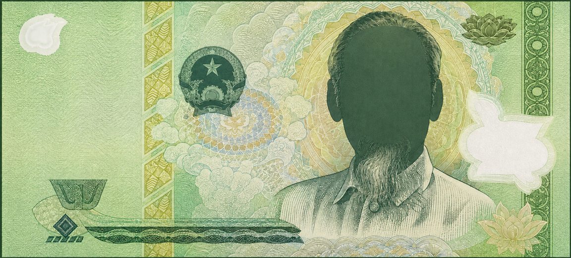 Illustration of a 100,000 VND banknote (Vietnamese Dong), featuring Hồ Chí Minh.
